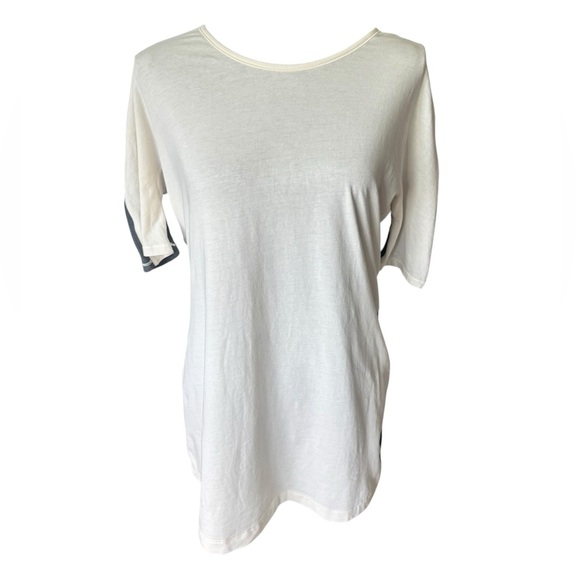 Lululemon Rejuvenate Short Sleeve Tee Shirt Size 10 ivory & Charcoal Gray H - Picture 1 of 5